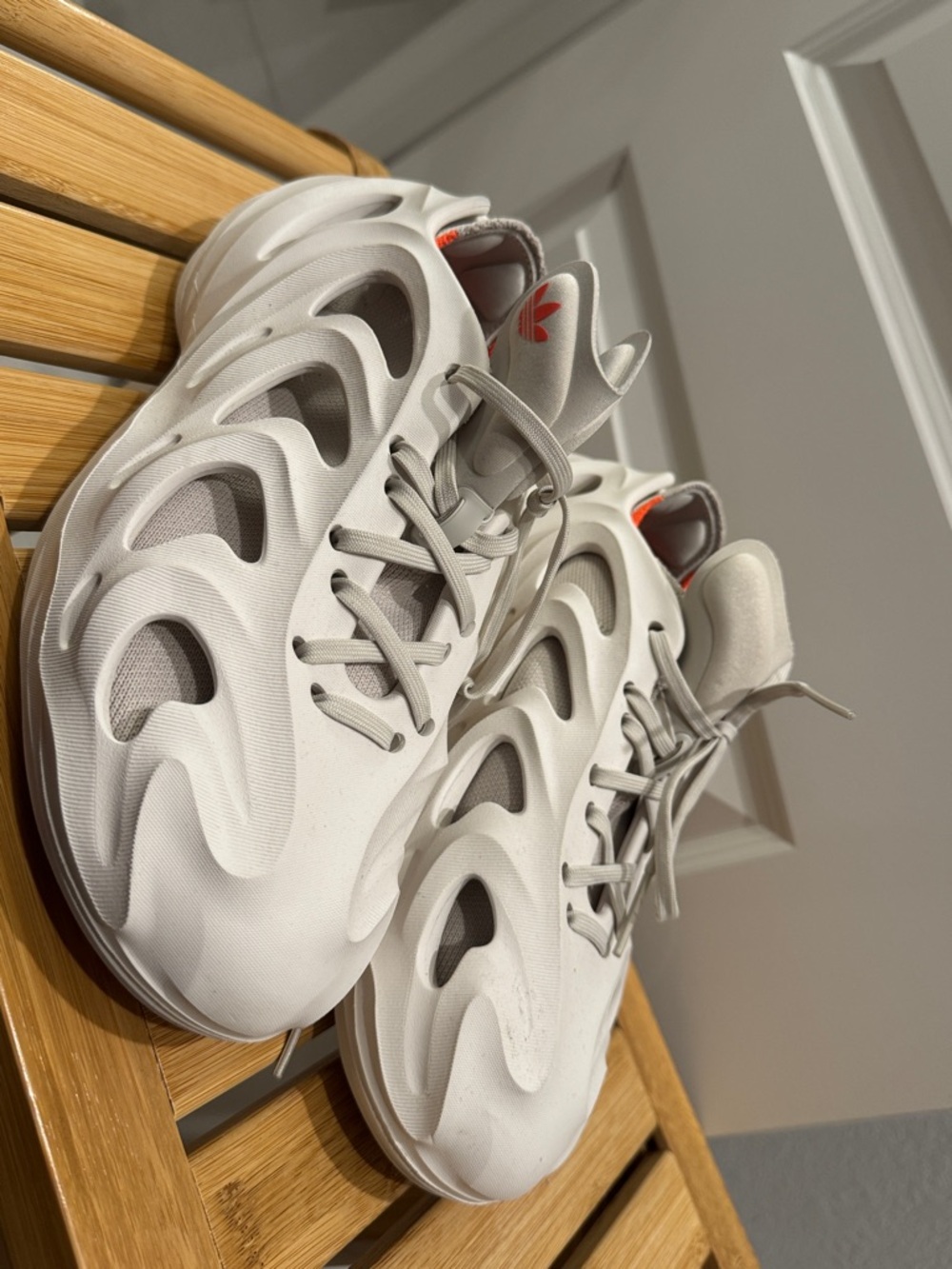 adidas White Sneakers with Bright Orange Insole and Accents
Bought in Norway.